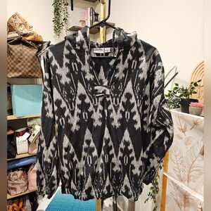 Vintage Black and Gray Patterned Hoodie